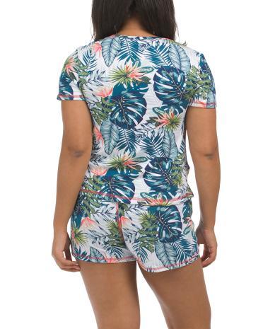 3pc Tropical Palm Shorts Set for Women Product Image