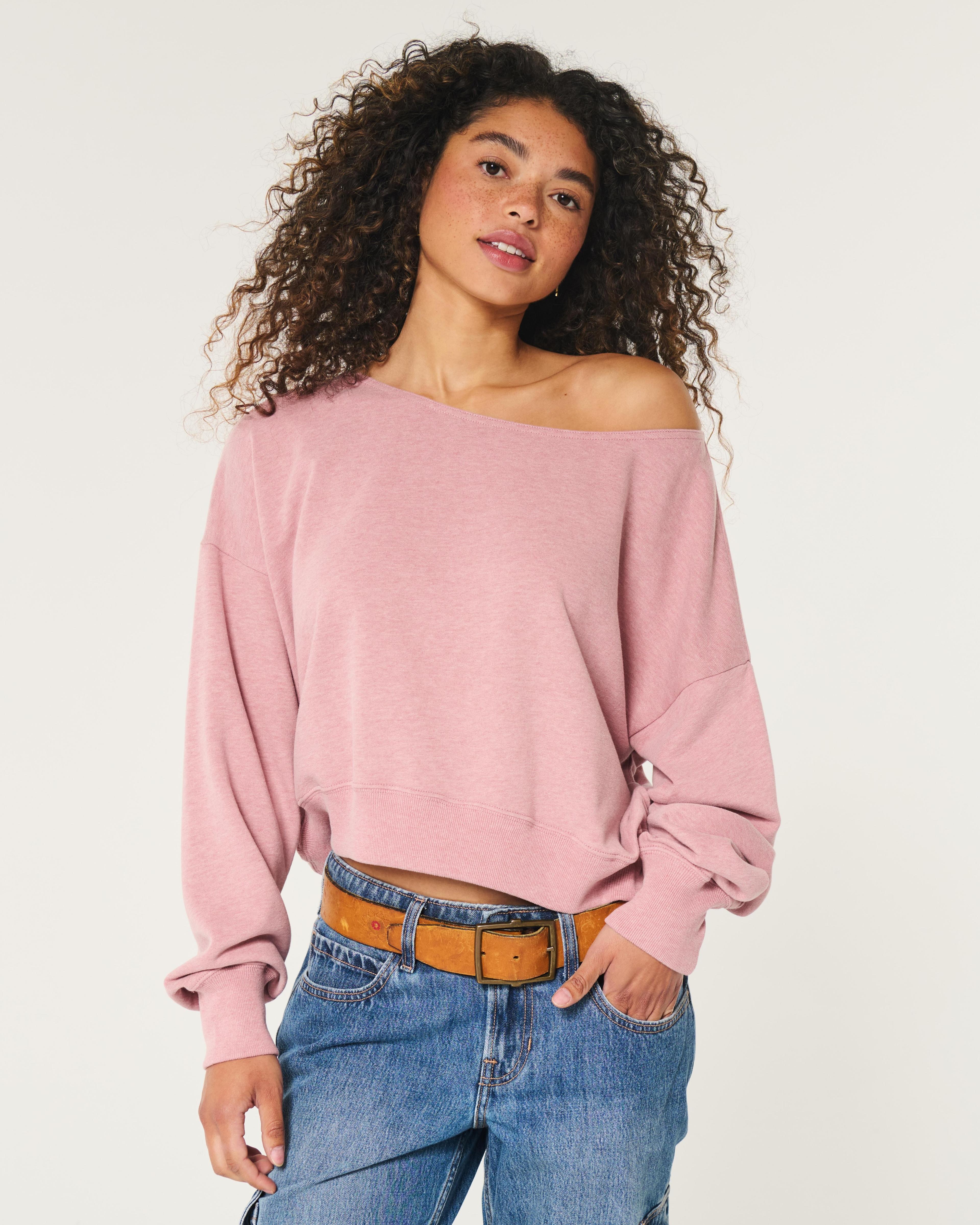 Easy Off-the-Shoulder Terry Sweatshirt Product Image