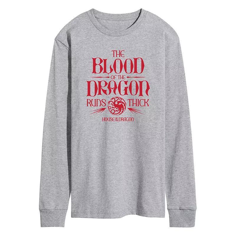 Mens House Of The Dragon Blood Of Dragon Long Sleeve Graphic Tee Blue Product Image