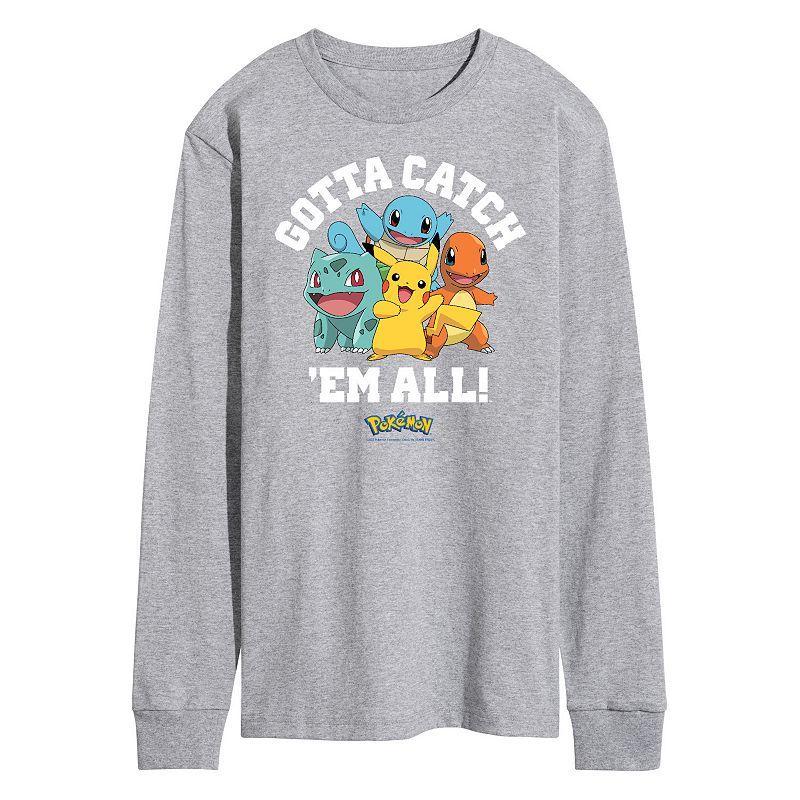 Mens Pokmon Gotta Catch Em All Long Sleeve Tee Athletic Grey Product Image