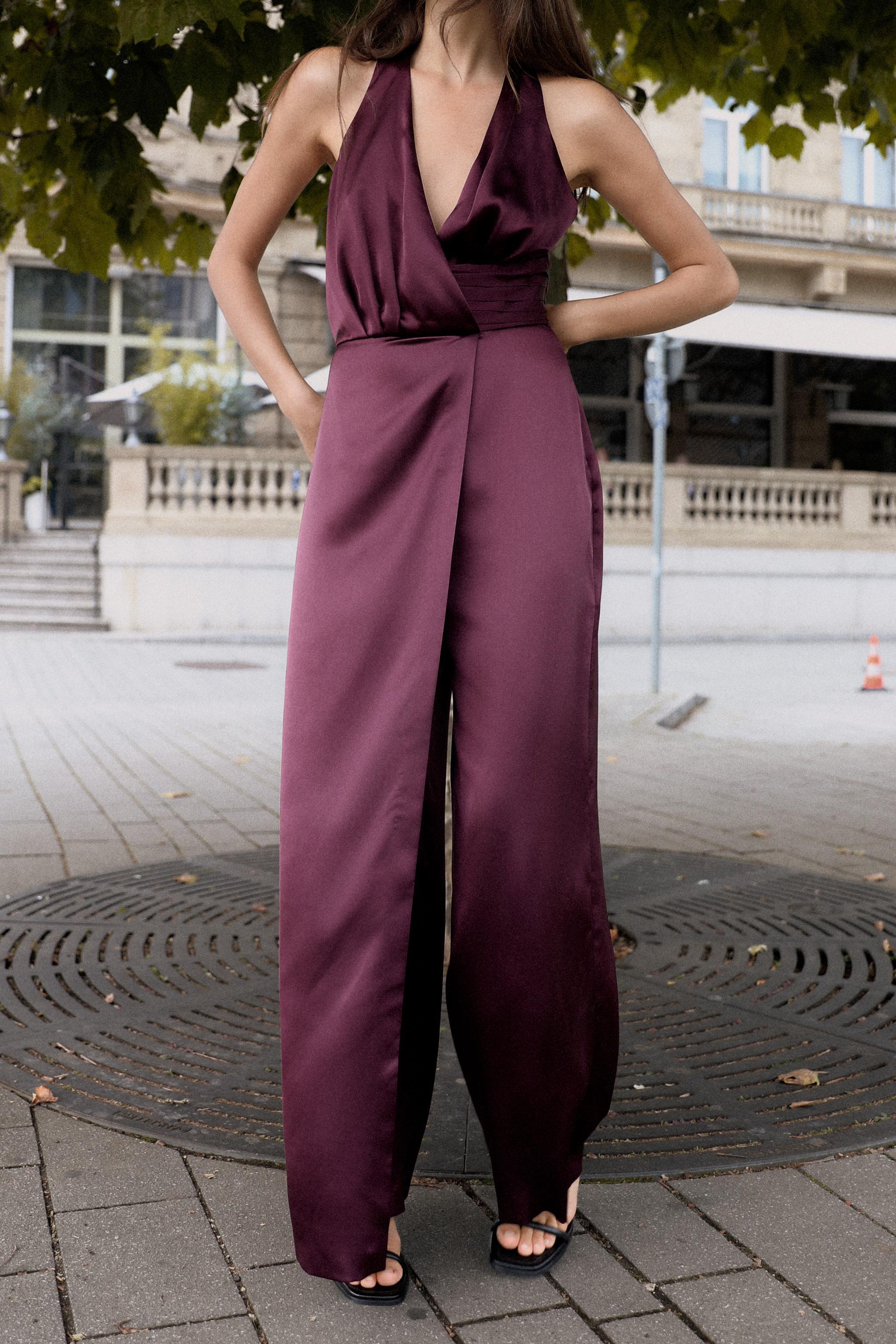 LONG RUCHED HALTER JUMPSUIT Product Image