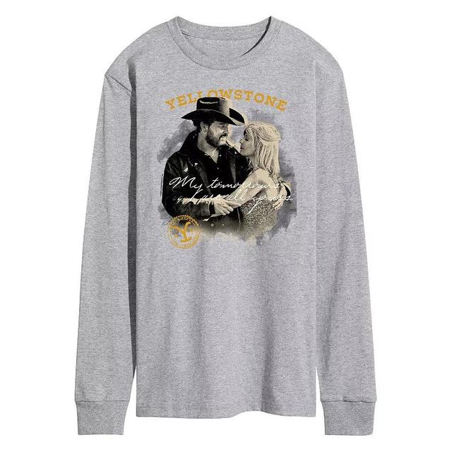 Mens Yellowstone My Tomorrows Are All Yours Long Sleeve Graphic Tee Grey Gray Product Image