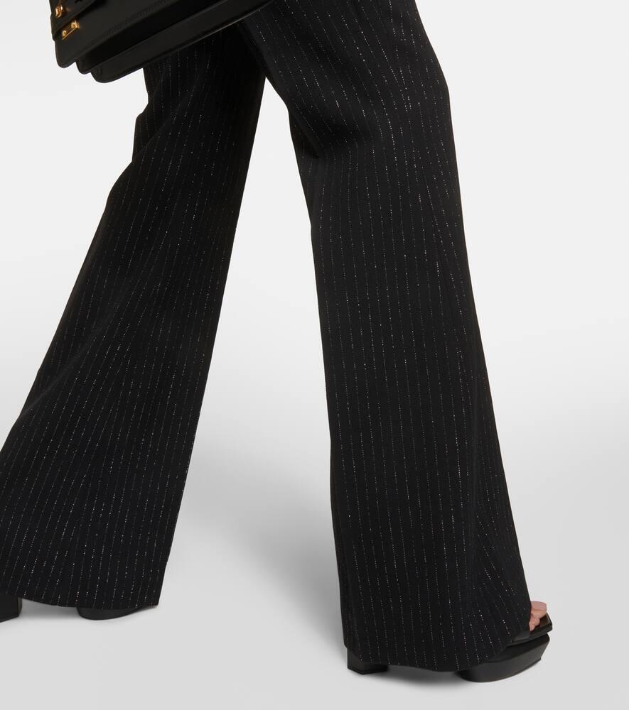 High Waist Lurex Striped Trousers In Nero Product Image