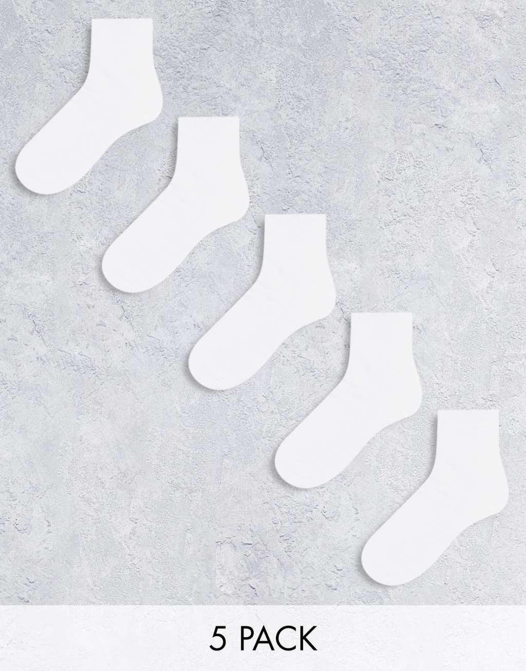 ASOS DESIGN 5 pack ankle socks in white Product Image