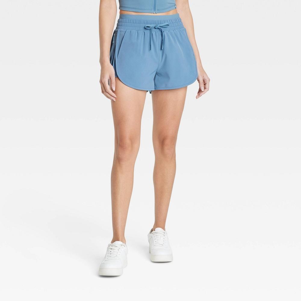 Womens High-Rise Pleated Side Shorts 2.5 - JoyLab Blue M Product Image