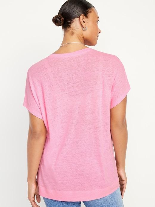 Oversized Linen-Blend Tunic T-Shirt Product Image