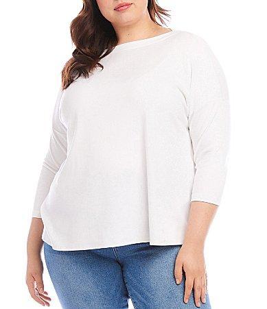 Karen Kane Women's Plus Size Boatneck Top, , Cotton/Spandex Product Image