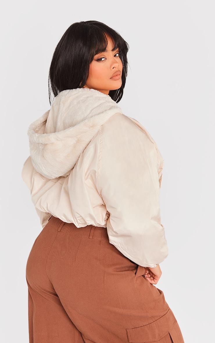 Cream Faux Fur Oversized Bomber Product Image