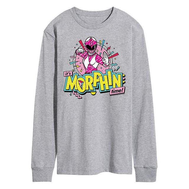 Mens Power Rangers Morphin Pink Long Sleeve Graphic Tee Product Image