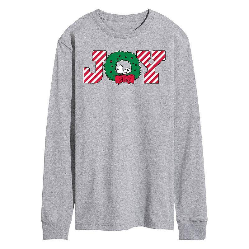 Mens Peanuts Joy Wreath Long Sleeve Tee Med Grey Product Image