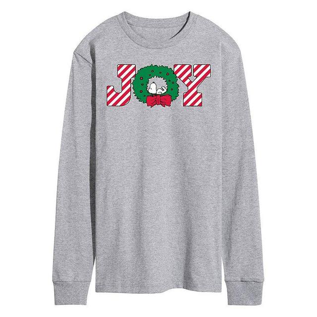 Mens Peanuts Joy Wreath Long Sleeve Tee Med Grey Product Image