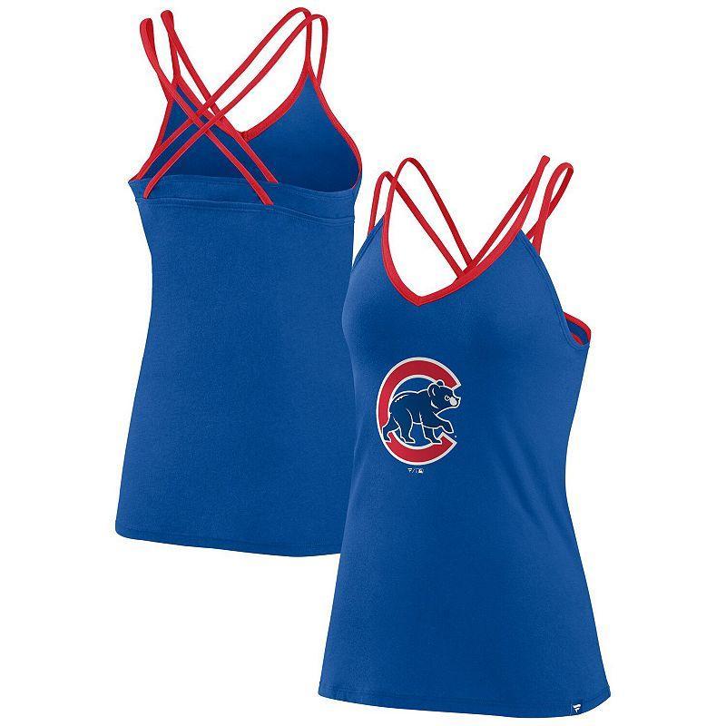 Womens Fanatics Royal Chicago Cubs Barrel It Up Cross Back V-Neck Tank Top Product Image