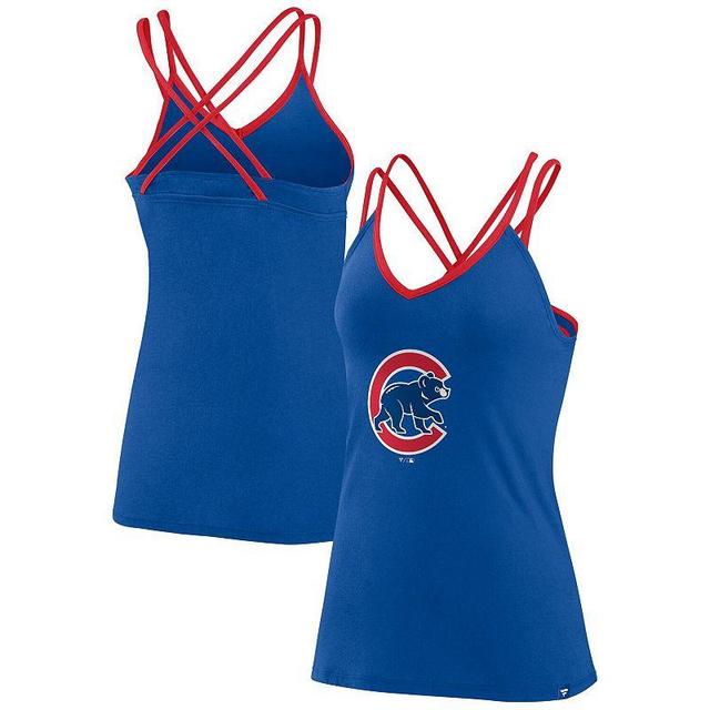 Womens Fanatics Branded Royal Chicago Cubs Barrel It Up Cross Back V-Neck Tank Top Product Image