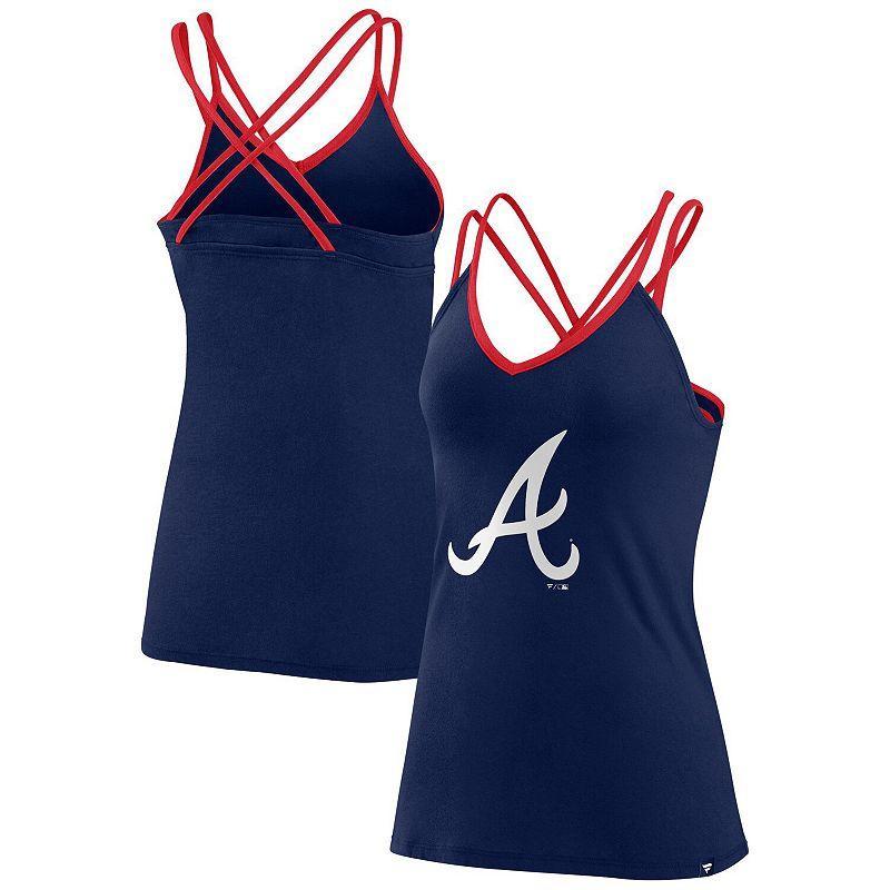 Womens Fanatics Branded Atlanta Braves Barrel It Up Cross Back V-Neck Tank Top Blue Product Image