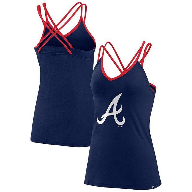 Womens Fanatics Branded Atlanta Braves Barrel It Up Cross Back V-Neck Tank Top Blue Product Image