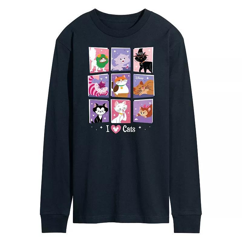 Disneys Mens Grid Of Assorted Cats Long Sleeve Graphic Tee Product Image