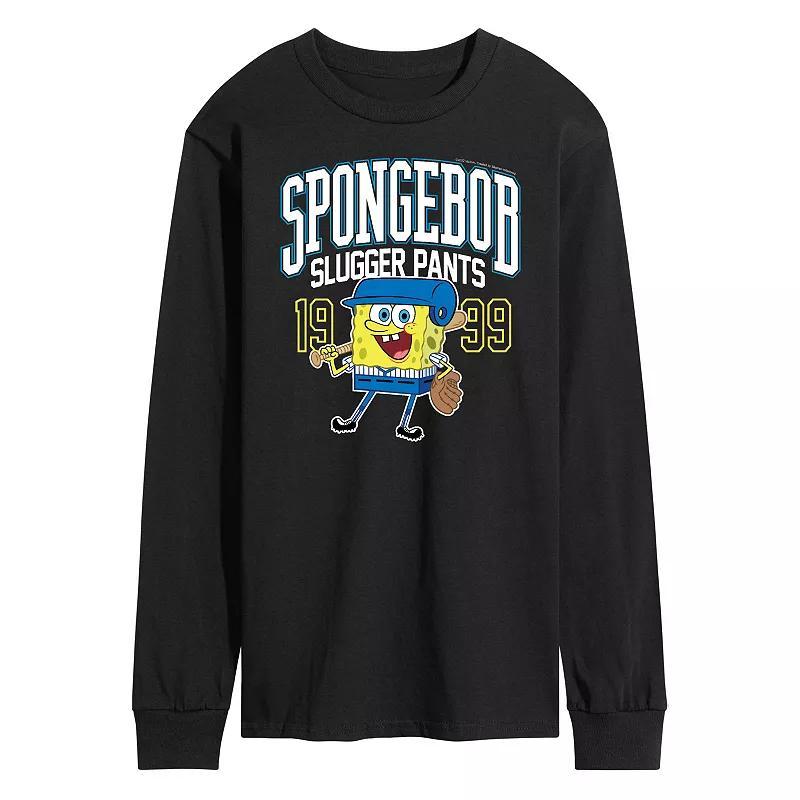 Mens Nickelodeon SpongeBob SquarePants Slugger Pants Long Sleeve Graphic Tee Blue Product Image