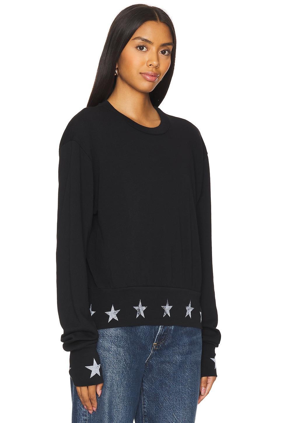 Kamon Crew Neck Pullover W/ Metallic Silver Star Print Top Michael Lauren Product Image