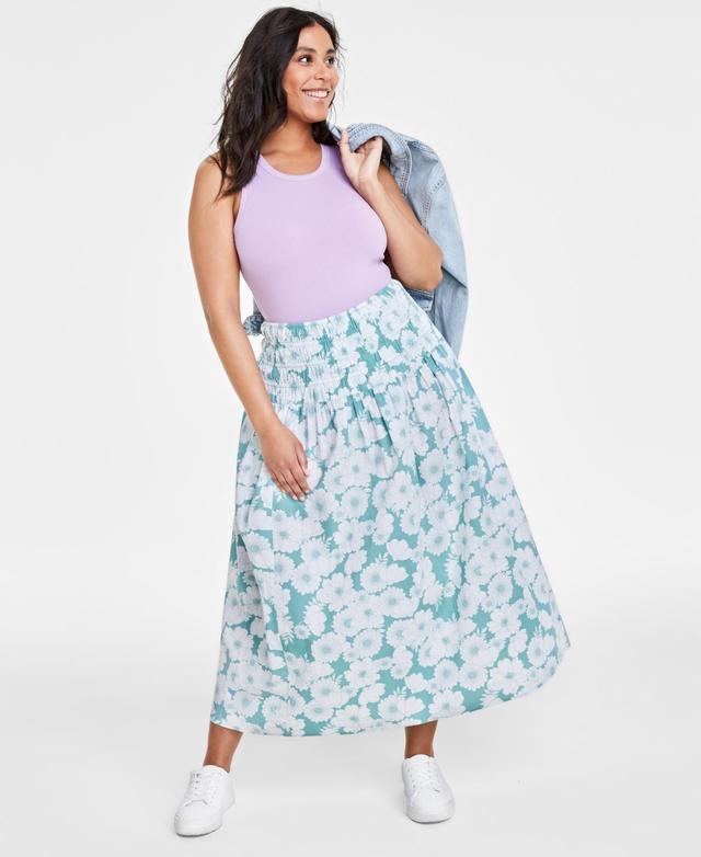 On 34th Womens Cotton Smocked Maxi Skirt, Created for Macys Product Image