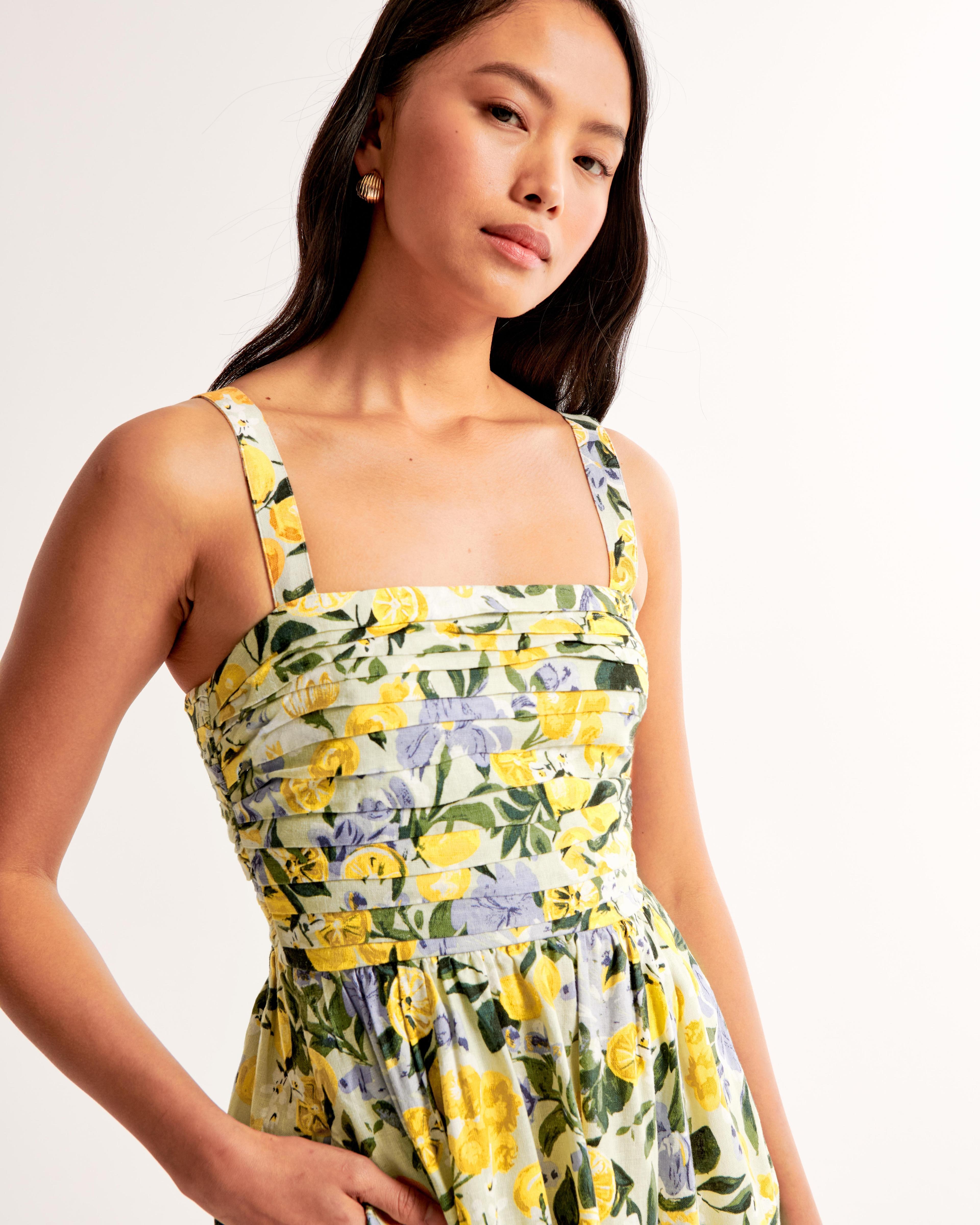 The A&F Emerson Linen-Blend Wide Strap Midi Dress Product Image