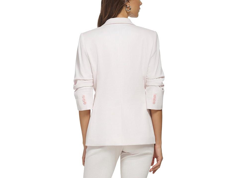 DKNY Ruched Sleeve One-Button Blazer (Rose/White) Women's Clothing Product Image