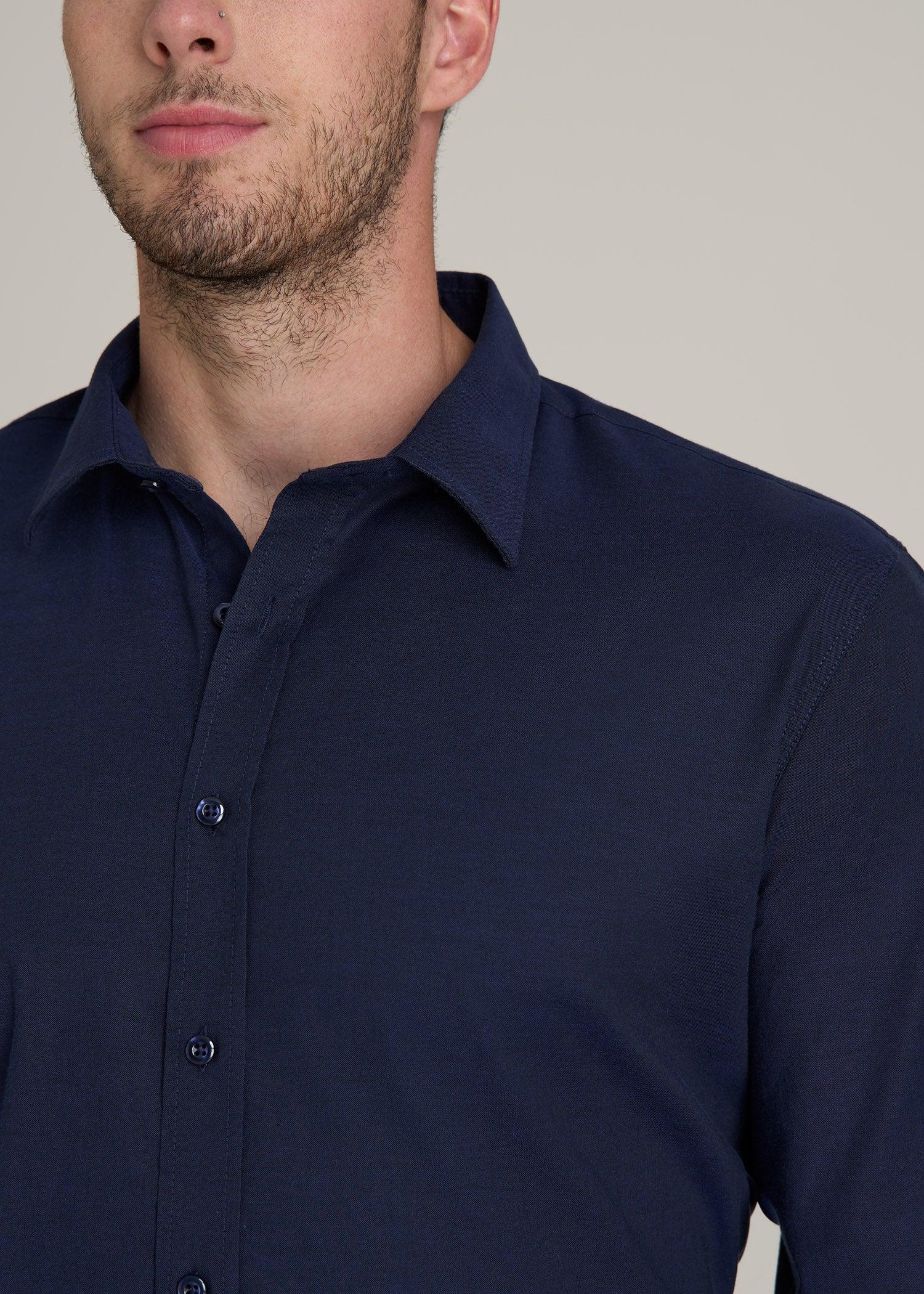 Oskar Button-Up Dress Shirt for Tall Men in Deep Blue Mix Product Image