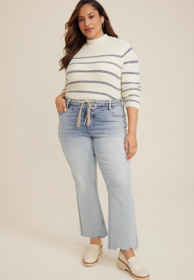 Maurices Plus Size Jeans Womens Jeans Curvy High Rise Belted Kick Bootcut Ankle Jean Blue Denim Size 22W Product Image