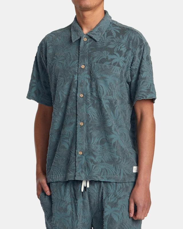 Palms Down Short Sleeve Woven Shirt - Balsam Green Product Image