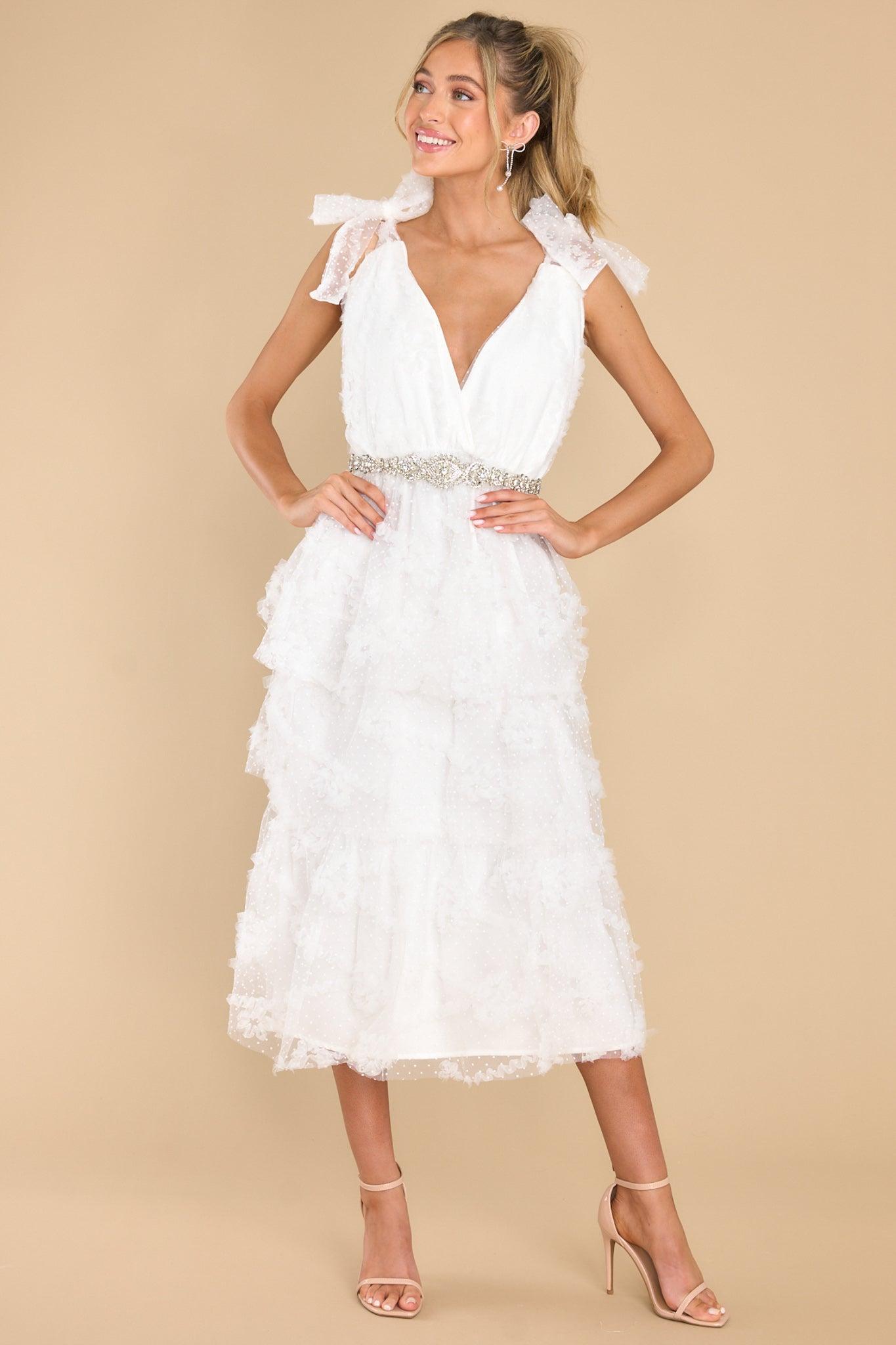 Stolen Glances White Midi Dress Product Image