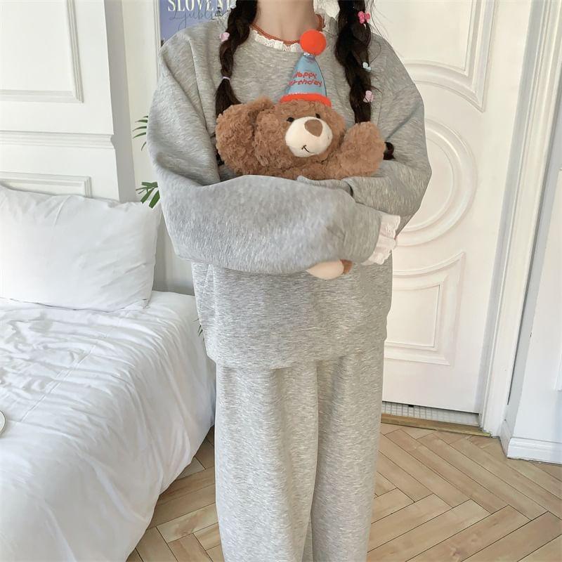 Ruffle Trim Pajama Set Product Image