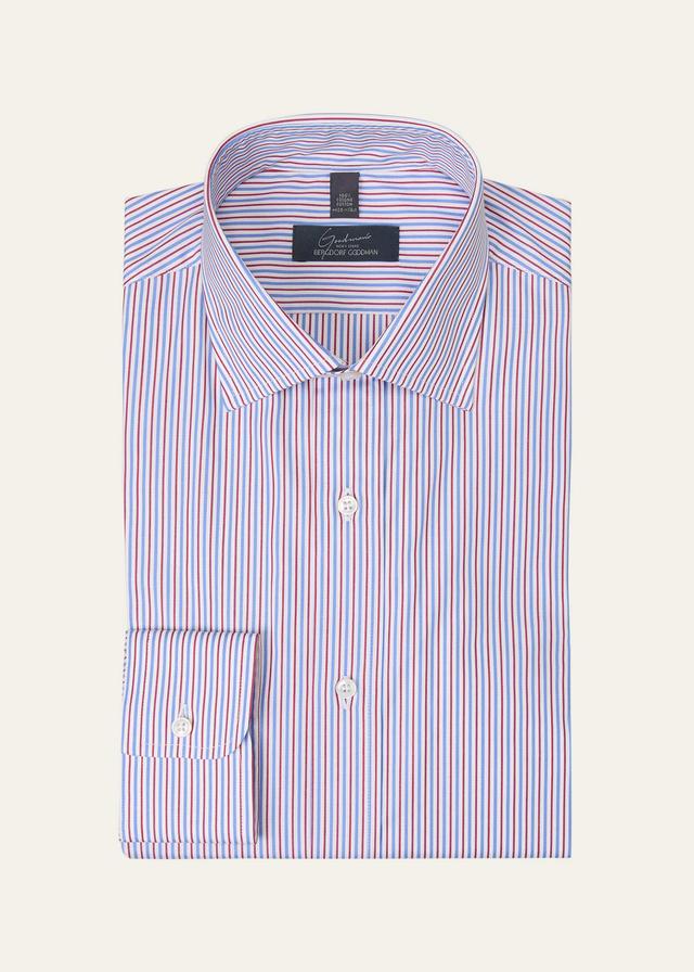 Mens Cotton Multi-Stripe Dress Shirt Product Image