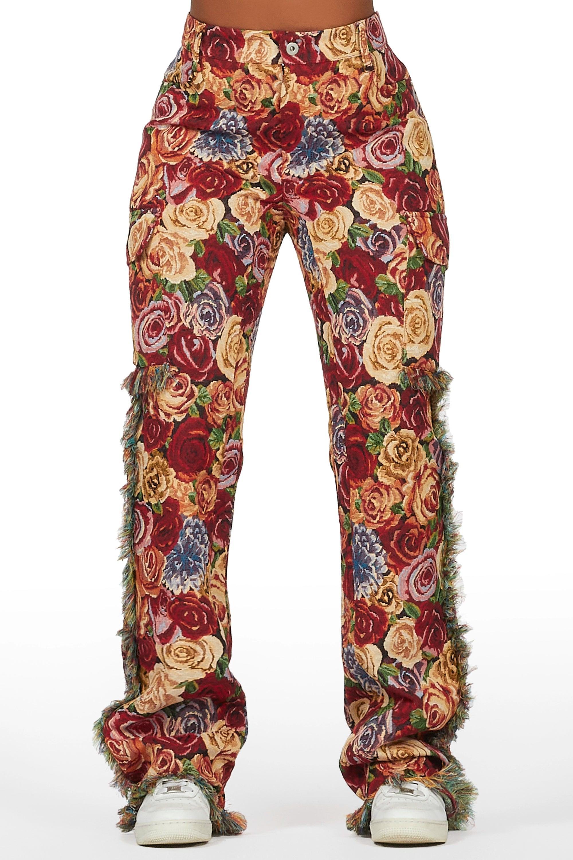 Darresha Red Floral Tapestry Stacked Pant Female Product Image