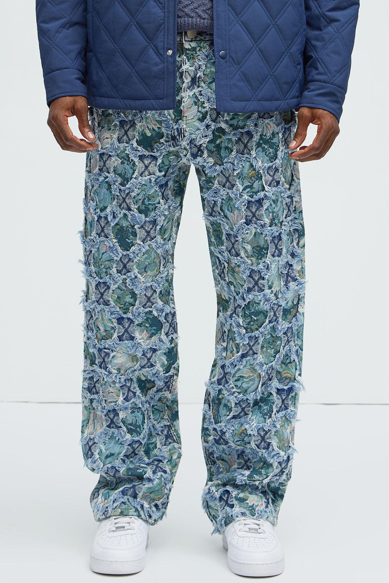 Hit Em' Up Jacquard Straight Jeans - Blue Wash Product Image