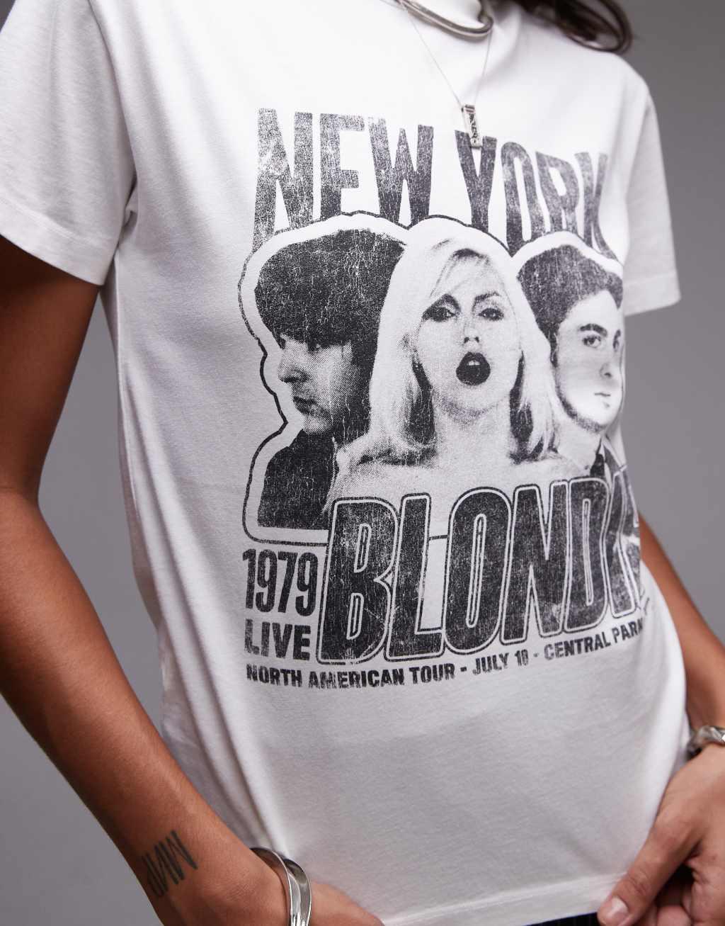 Topshop license Blondie graphic shrunken tee in cream Product Image