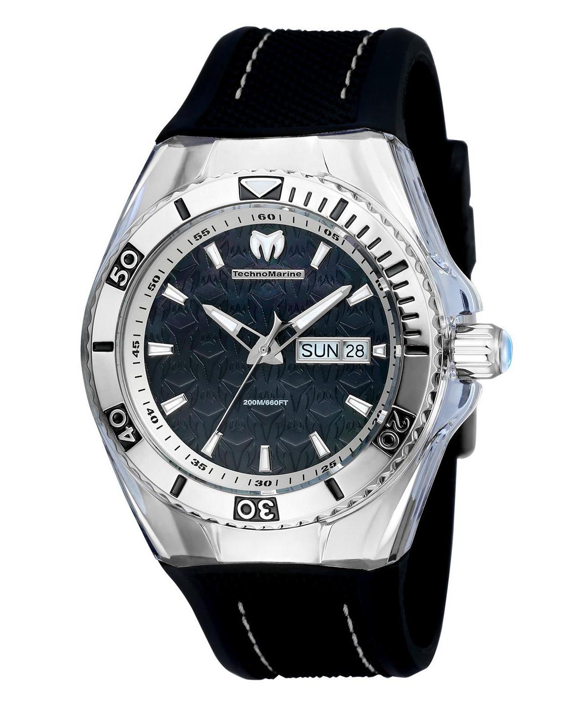 TechnoMarine Mens Cruise Monogram Quartz Black Dial Silicon Watch Product Image