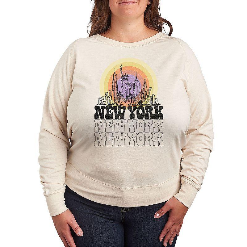 Plus Size New York Vintage Lightweight French Terry Sweatshirt, Womens Brown Product Image