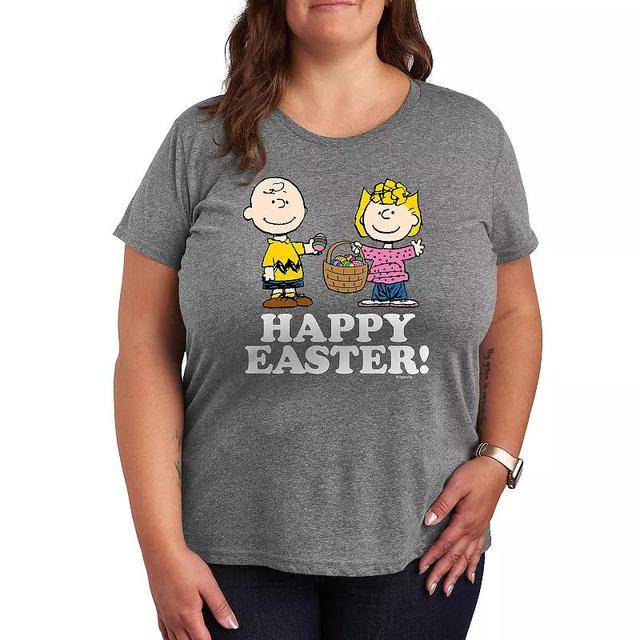 Plus Peanuts Happy Easter Graphic Tee, Womens Grey Gray Product Image