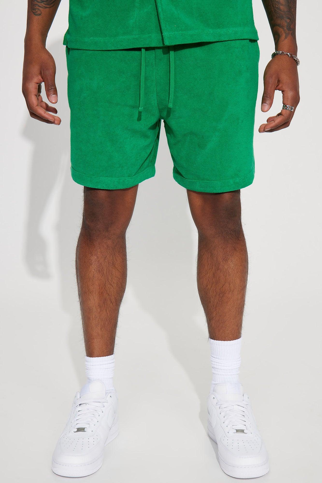 Dipped Terry Knit Shorts - Green Product Image