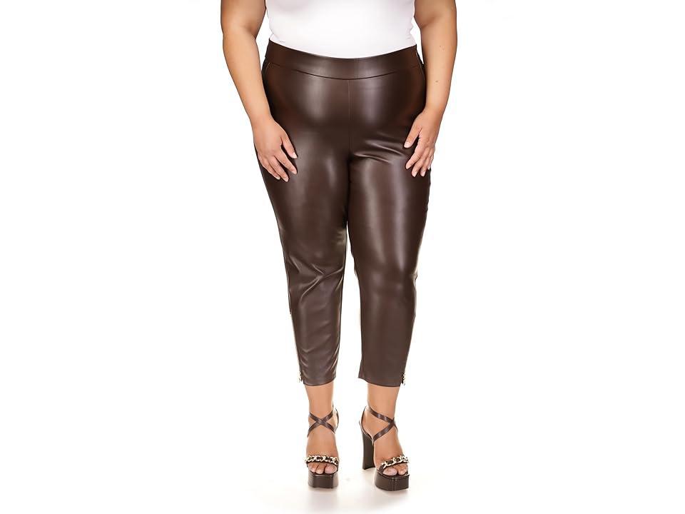 MICHAEL Michael Kors Plus Size Zip Ankle Leggings (Chocolate) Women's Casual Pants Product Image