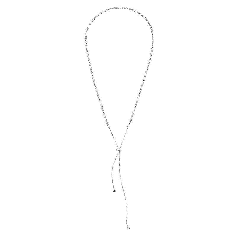 Sterling Silver Cubic Zirconia Lariat Necklace, Womens Product Image