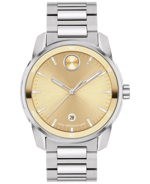 Movado Mens Swiss Bold Verso Stainless Steel Bracelet Watch 42mm - Silver-tone Product Image