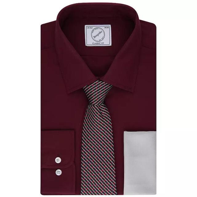 Mens Bespoke Classic-Fit Dress Shirt, Tie & Pocket Square Set Red Product Image