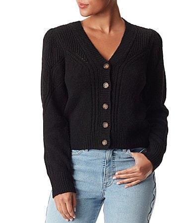 Sam Edelman Julietta Puff Sleeve Mixed Stitch Cardigan Product Image