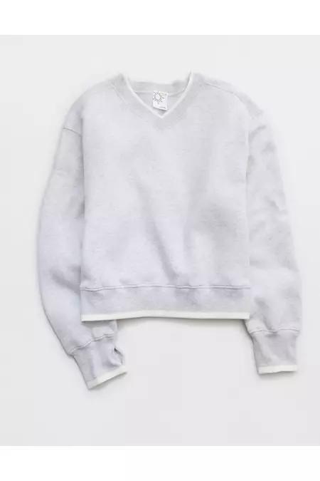 OFFLINE By Aerie Cloud Fleece V-Neck Crew Sweatshirt Women's Product Image