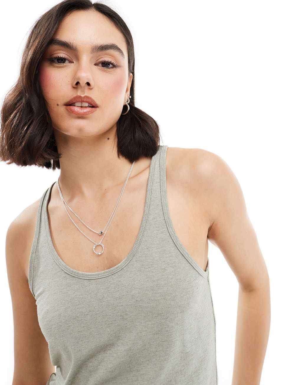 Miss Selfridge light weight heather tank top in sage Product Image