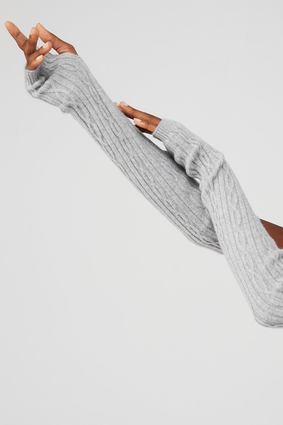 Cable Knit Arm Warmers - Athletic Heather Grey Female Product Image