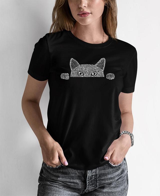 Womens Word Art Peeking Cat T-Shirt Product Image