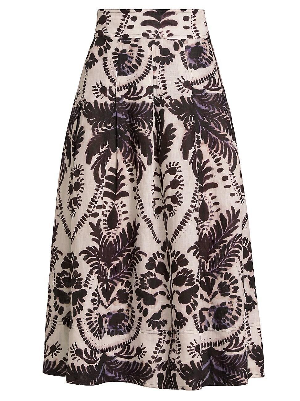 Womens Frankie Damask Linen Midi-Skirt product image