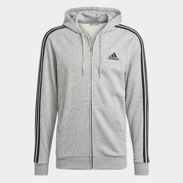 Essentials French Terry 3-Stripes Full-Zip Hoodie Product Image