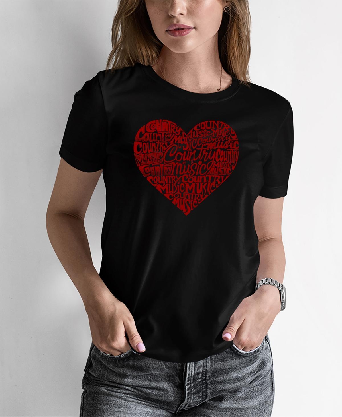 Womens Word Art Country Music Heart T-Shirt Product Image